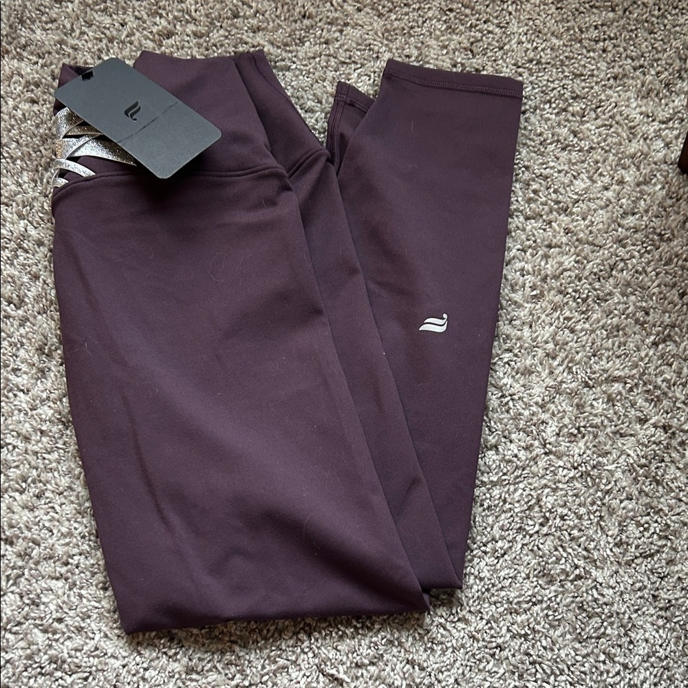 Fabletics High-Waisted Leggings in Purple and Silver